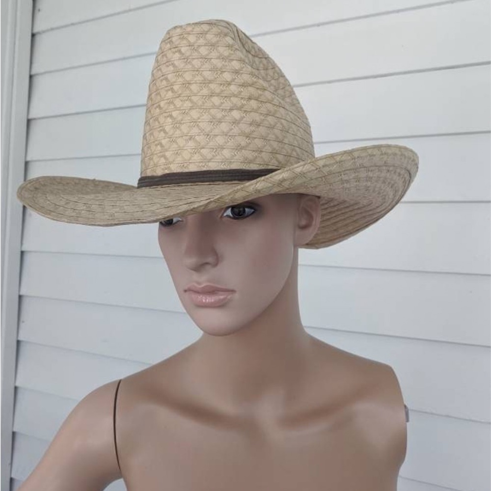 Bailey Straw Cowboy Hat Vintage Tall U Rollit Mens 6 3/4 USA Summer